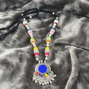Colorful Beaded Necklace with Silver Accents